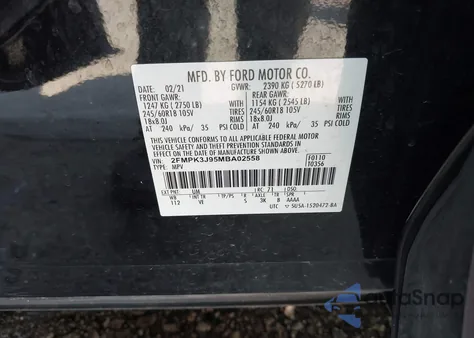 2021 Ford Edge Sel z USA, uszkodzony, nr VIN 2FMPK3J95MBA02558